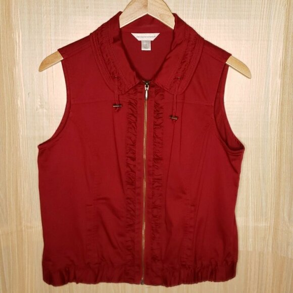 Christopher & Banks Womens Maroon Full Zip Lightweight Bmvest Large - Picture 1 of 7